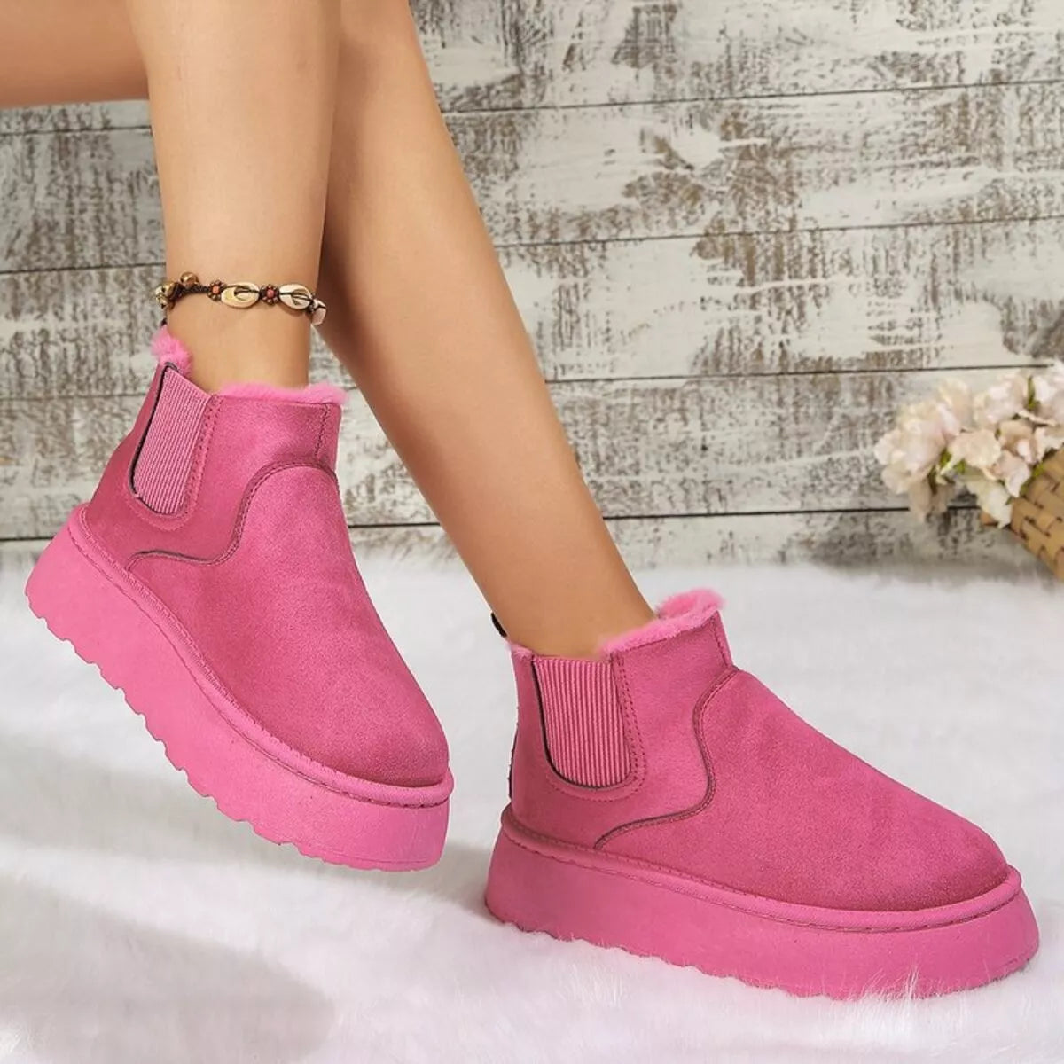 Round Toe Platform Ankle Boots Trendsi