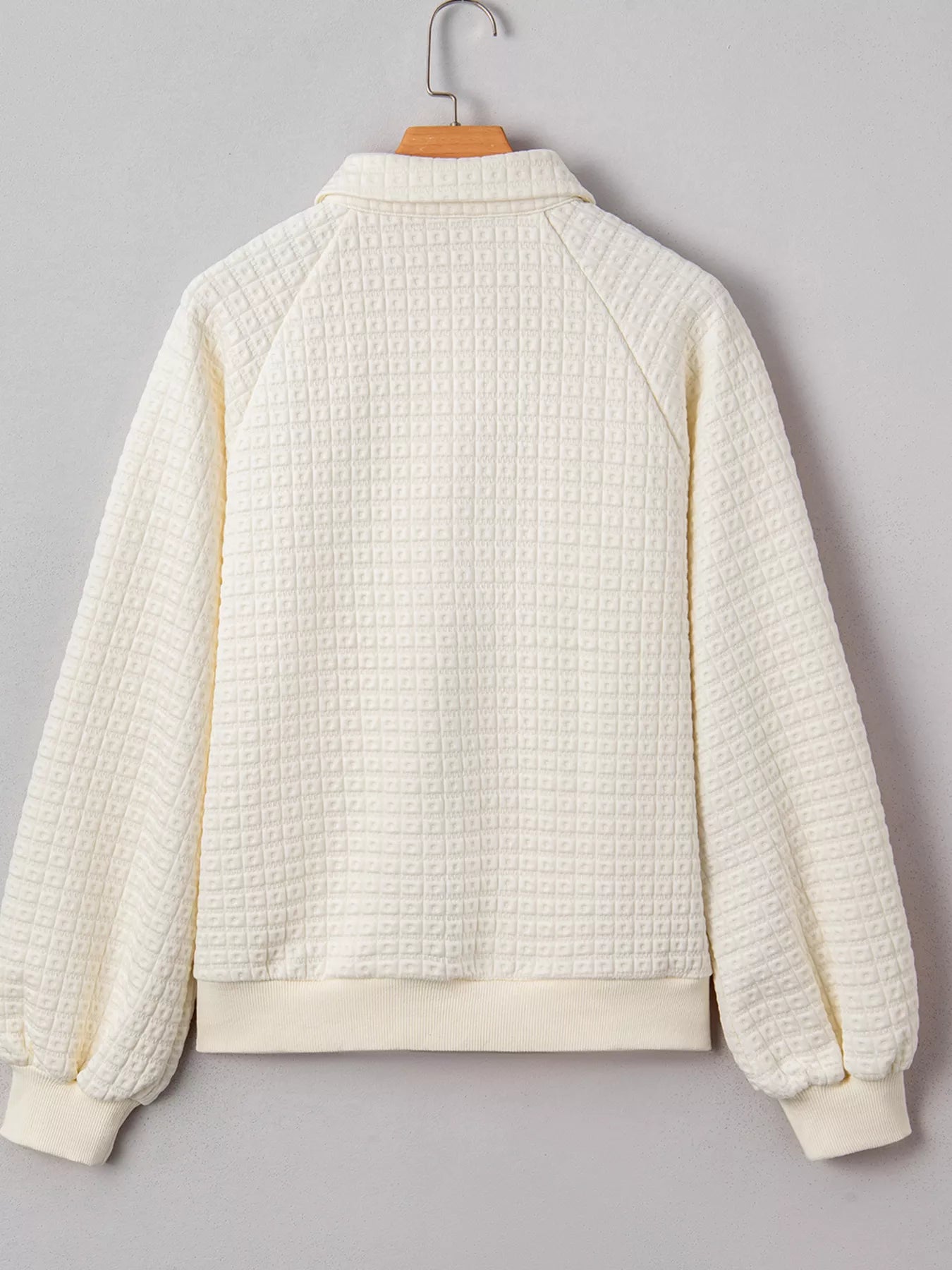 Textured Half Button Collared Sweatshirt OutfitFlow