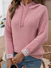 Long Sleeve Drawstring Hooded Sweater OutfitFlow