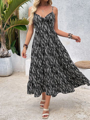 Tie Back Tiered Midi Cami Dress Black OutfitFlow
