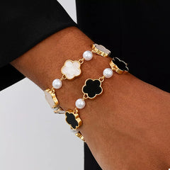 18k Gold-Plated Alloy Flower Bracelet OutfitFlow