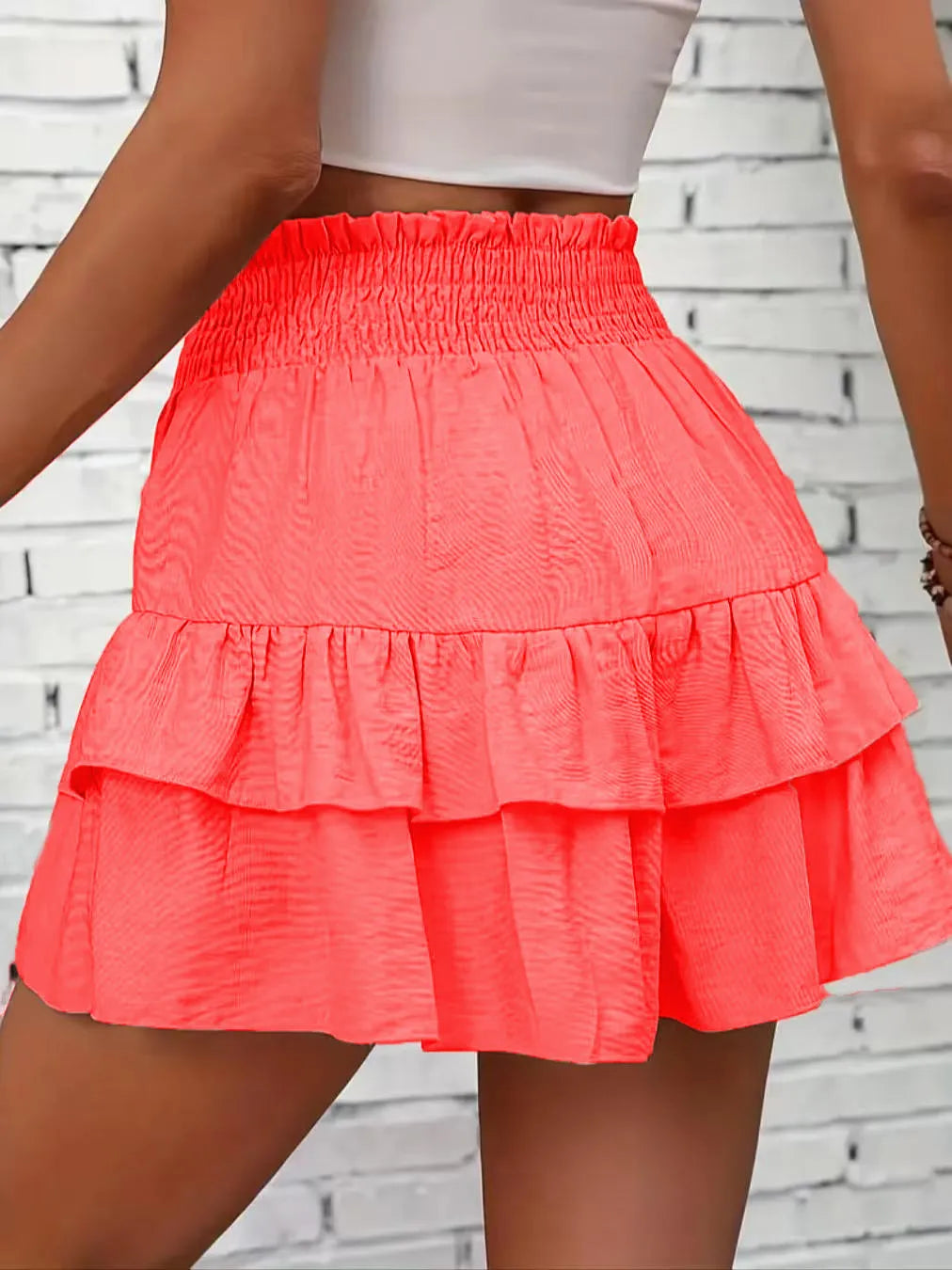 Ruffle Layered High Waist Casual Skort OutfitFlow