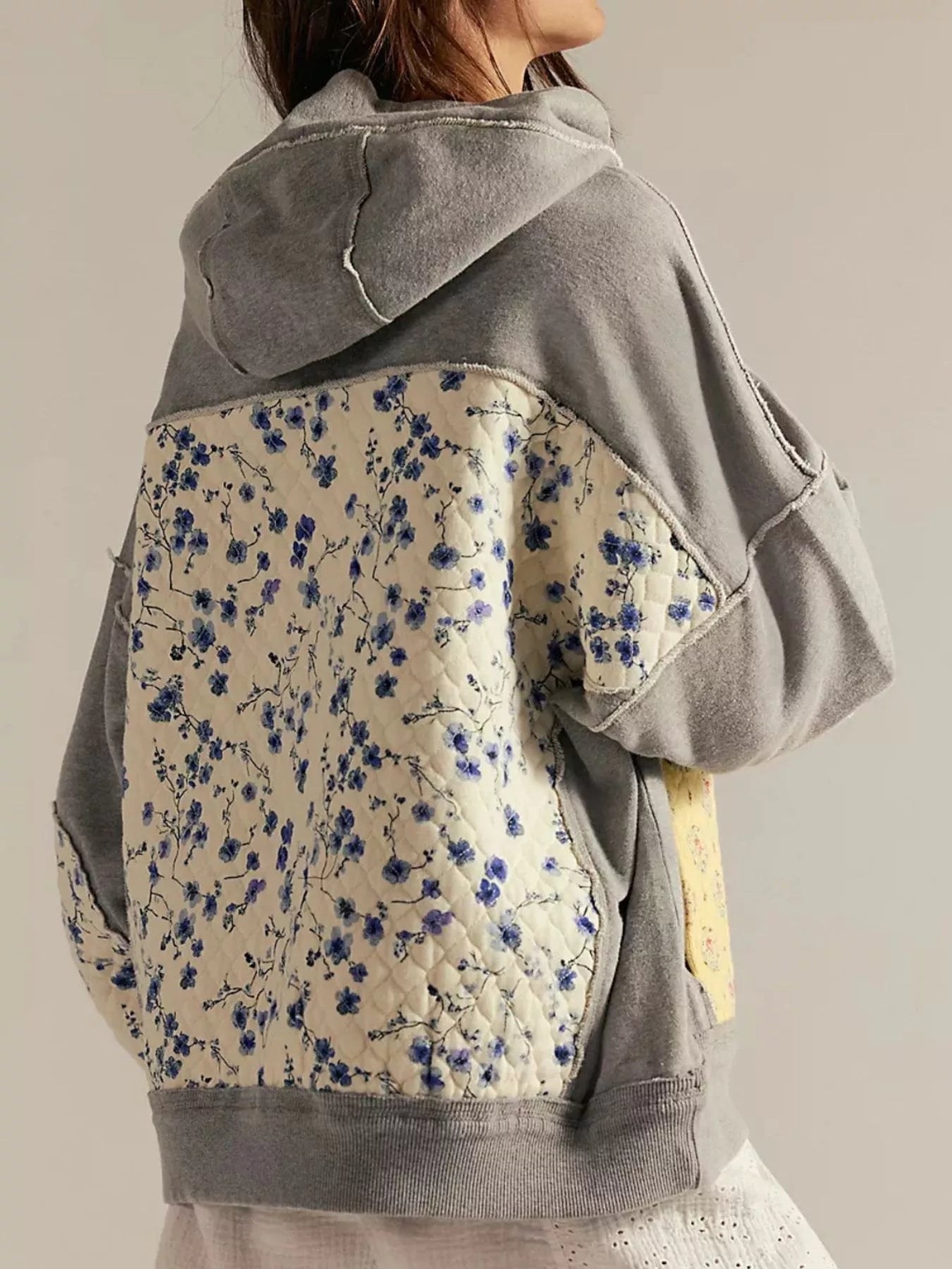 Exposed Seam Dropped Shoulder Hoodie OutfitFlow