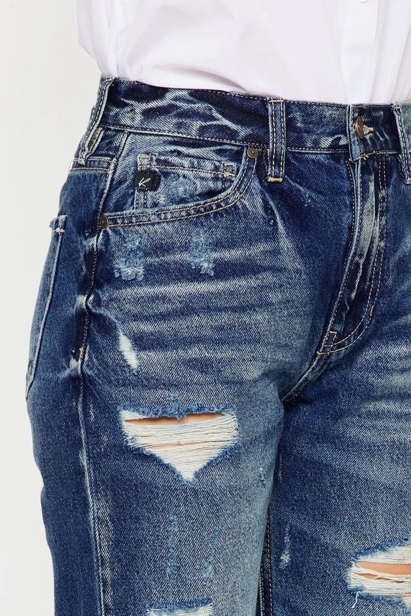 Kancan High Rise Distressed Mom Fit Jeans OutfitFlow