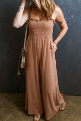 Outfit Flow - Frill Smocked Wide Leg Jumpsuit