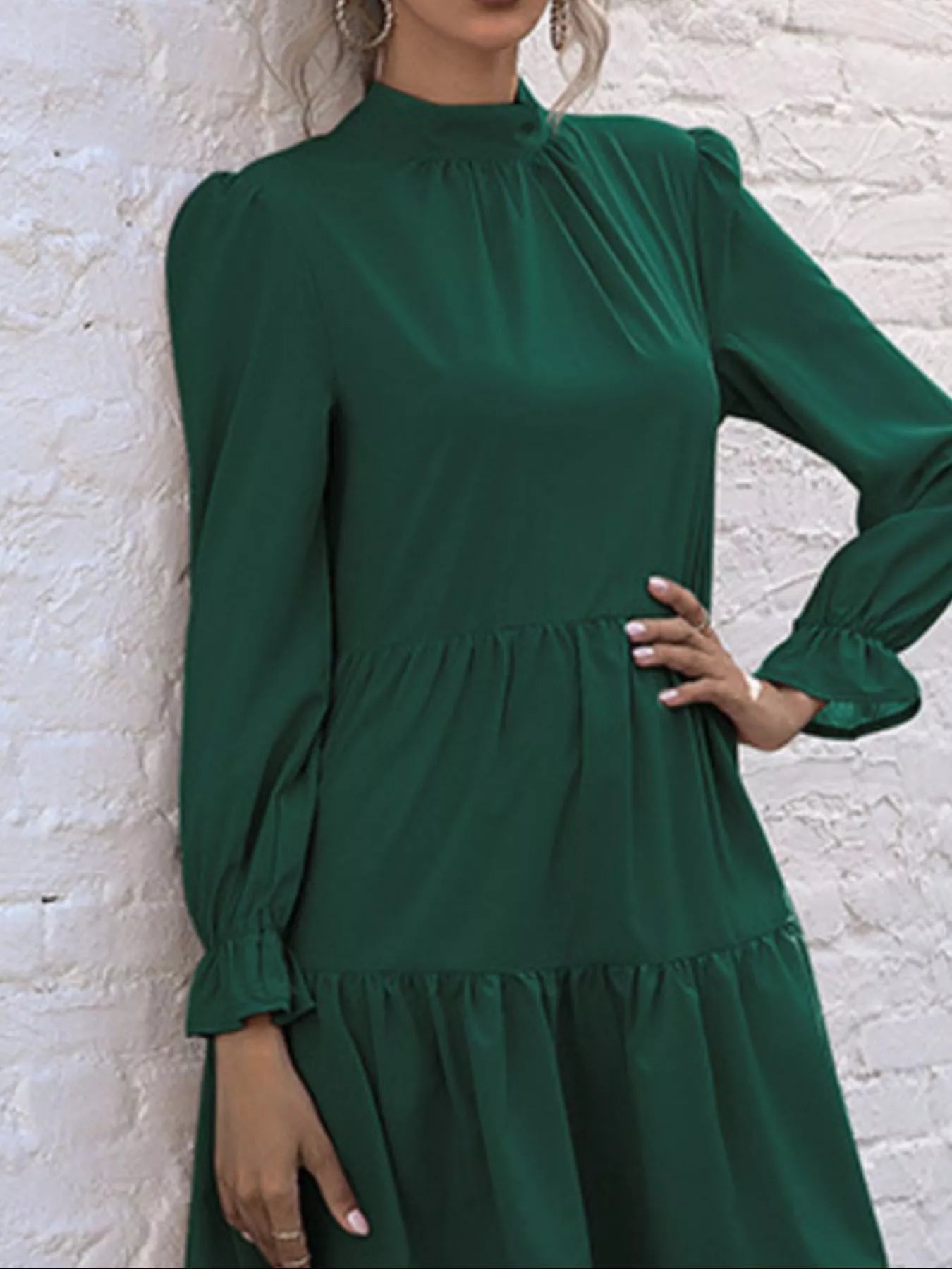 High-Low Flounce Sleeve Dress OutfitFlow