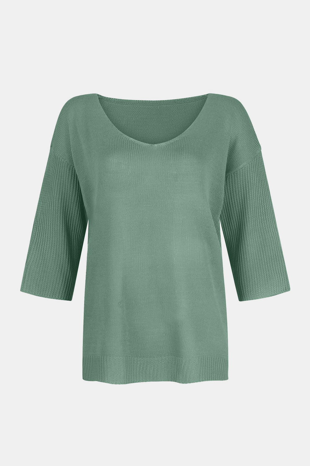 Outfit Flow - V-Neck Three-Quarter Sleeve Knit Top