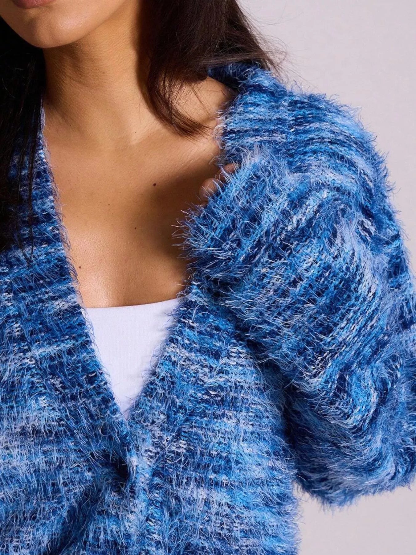 Chunky Knit V-Neck Button-Up Cardigan OutfitFlow