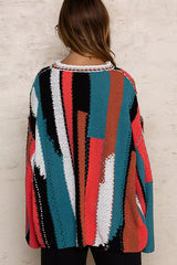 POL Color Block Round Neck Oversized Sweater OutfitFlow
