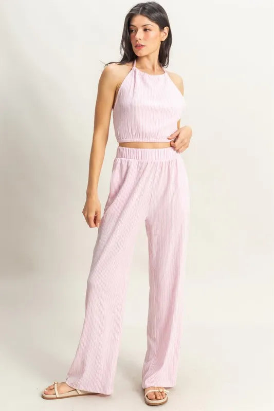 HYFVE Striped Halter Neck Top and Pants Set OutfitFlow