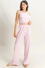 HYFVE Striped Halter Neck Top and Pants Set OutfitFlow