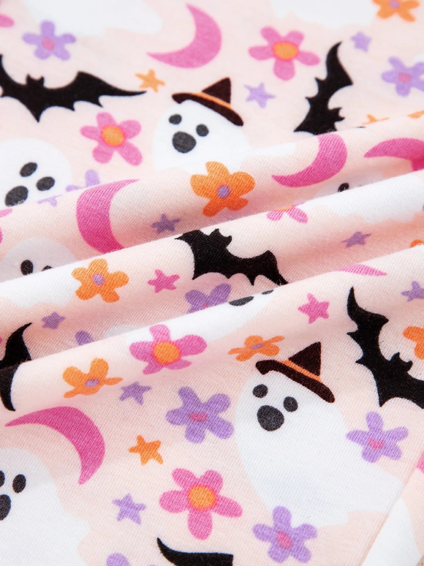 Halloween Ghost Print Button Up Top and Pants Lounge Set OutfitFlow