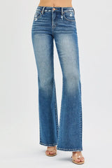 RISEN Full Size Tummy Control High Rise Flare Jeans Plus Size Trendsi