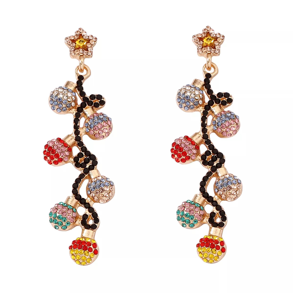 Christmas 18K Gold-Plated Rhinestone Earrings OutfitFlow