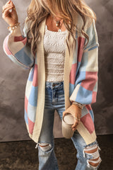 Outfit Flow - Exposed Seam Color Block Open Front Cardigan