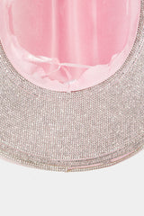 Fame Pave Rhinestone Trim Faux Suede Hat