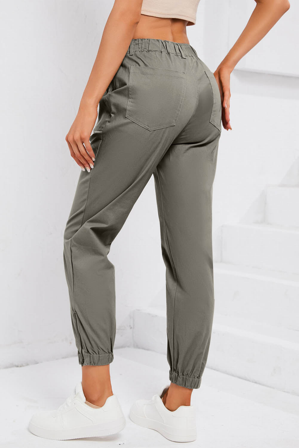 Drawstring Side Zip Joggers OutfitFlow