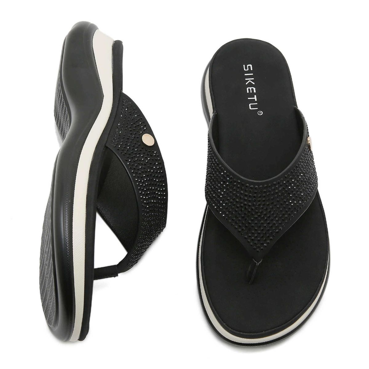 Toe Post Flats Sandals Black OutfitFlow