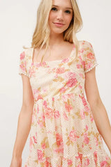 And The Why Square Neck Tiered Floral Fishnet Dress OutfitFlow