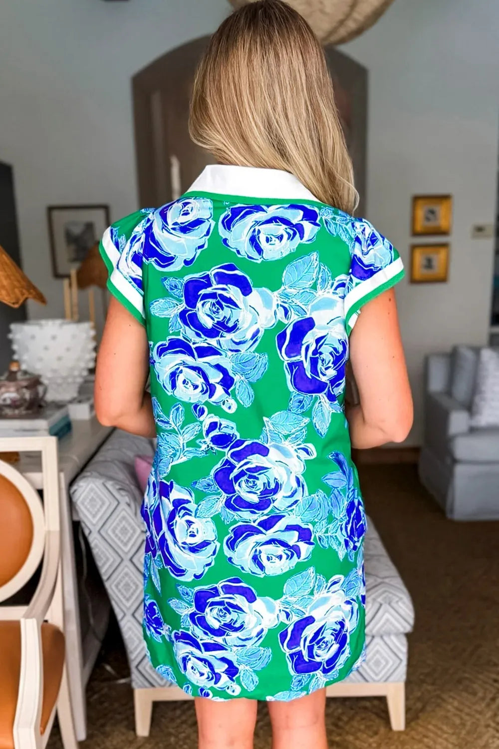 Printed Ruffled Sleeve Mini Dress OutfitFlow