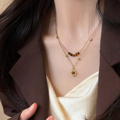 Tiger's Eye Copper Double Layered Necklace OutfitFlow