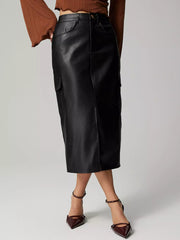 Slit Leather Cargo Skirt OutfitFlow