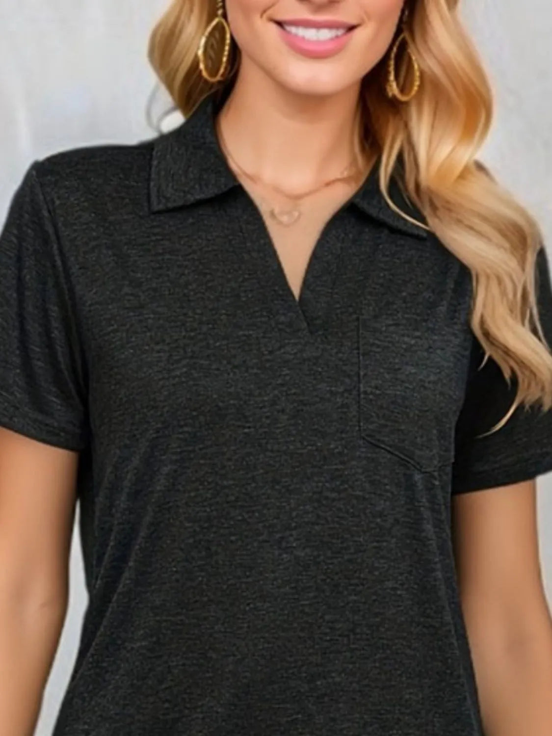 Johnny Collar Short Sleeve Top OutfitFlow
