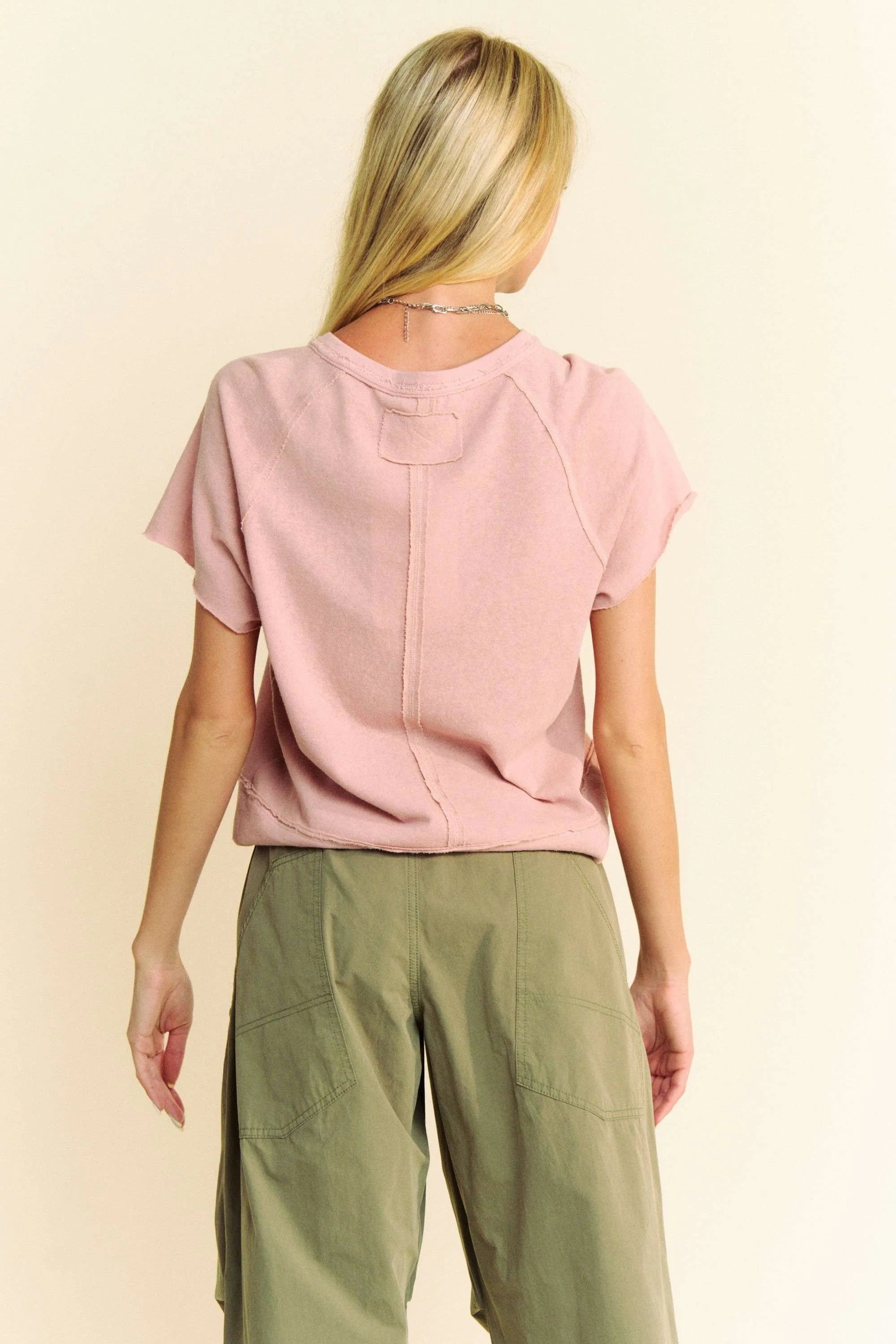 Davi & Dani Breezy Knit Fabric Short Sleeve T-shirt Top OutfitFlow