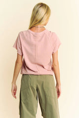 Davi & Dani Breezy Knit Fabric Short Sleeve T-shirt Top OutfitFlow