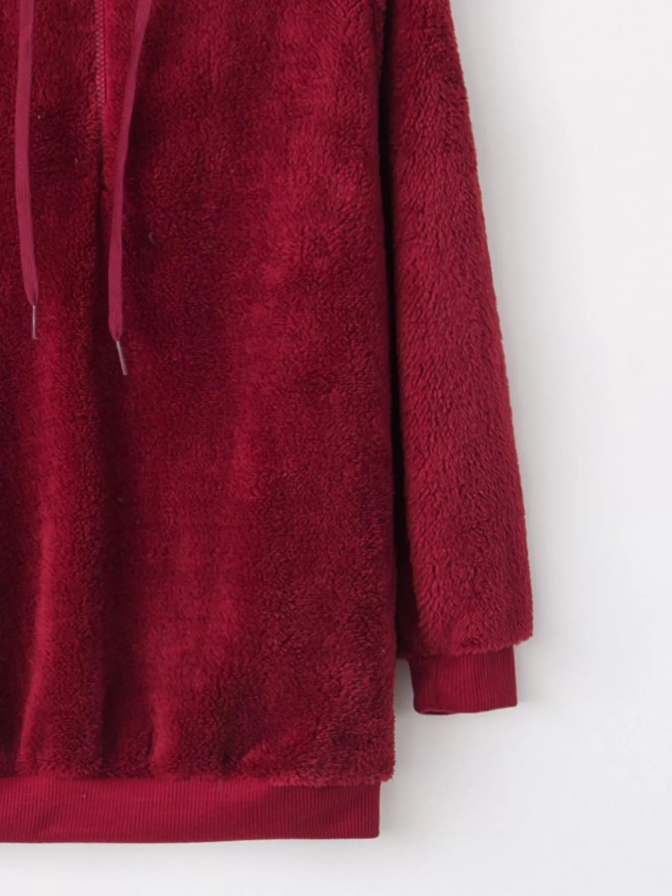 Full Size Half Zip Drawstring Fleece Hoodie Plus Size OutfitFlow