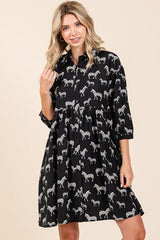 Mittoshop Zebra Print Button Down Shirt Mini Dress OutfitFlow