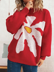 Flower Dropped Shoulder Sweater Trendsi