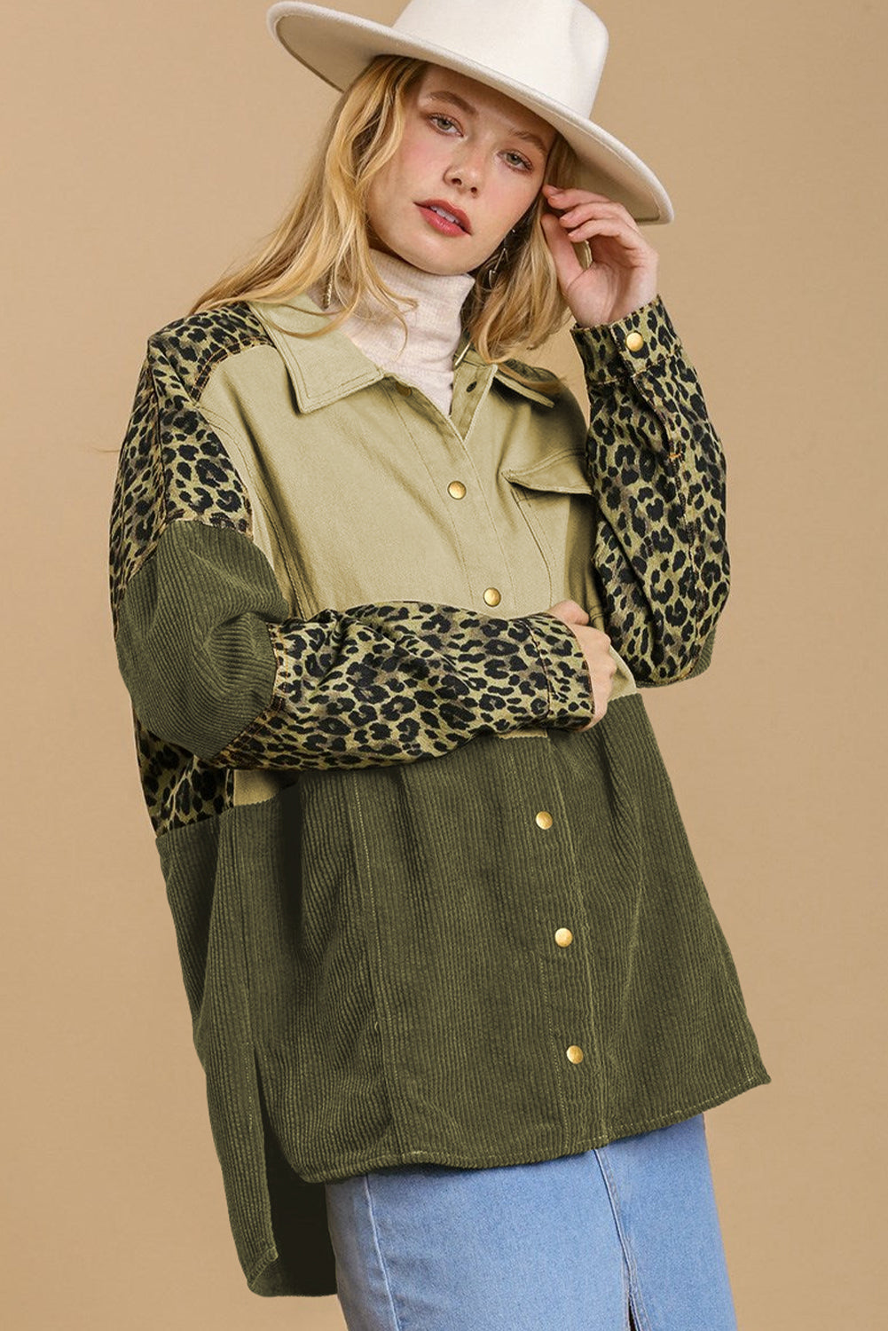 Outfit Flow - High-Low Leopard Snap Down Jackets