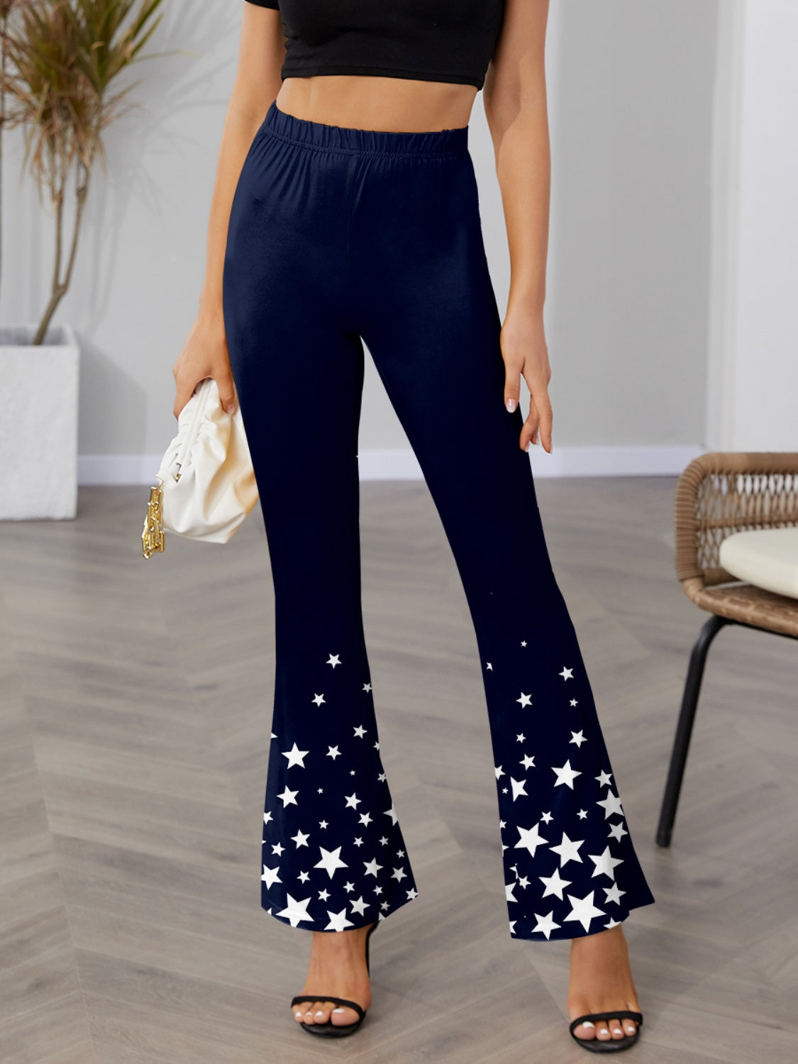 Outfit Flow - FAM-FAM Star Elastic Waist Bootcut Pants