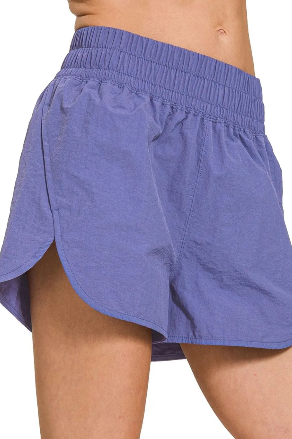 Zenana Windbreaker Smocked Waistband Running Shorts MARLIN OutfitFlow