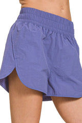 Zenana Windbreaker Smocked Waistband Running Shorts MARLIN OutfitFlow