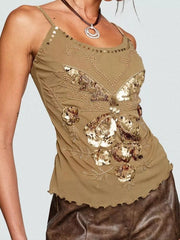 Sequin Butterfly Scoop Neck Cami OutfitFlow