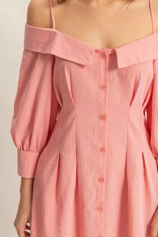 HYFVE Button Down Spaghetti Strap Mini Dress with Pockets OutfitFlow