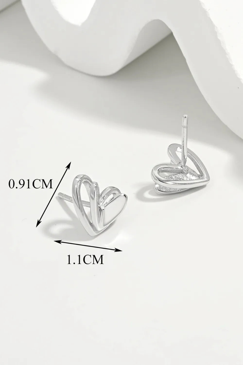 925 Sterling Silver Heart Stud Earrings OutfitFlow