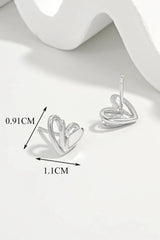 925 Sterling Silver Heart Stud Earrings OutfitFlow