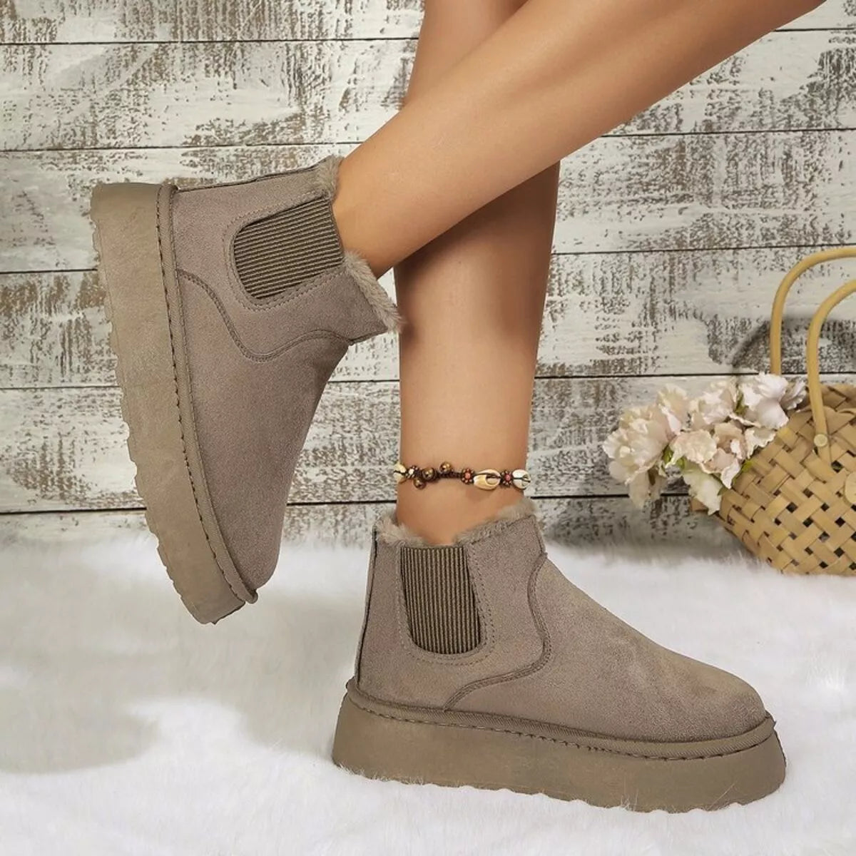 Round Toe Platform Ankle Boots Trendsi