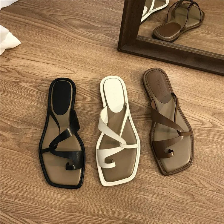 Toe Loop Flats Sandals OutfitFlow