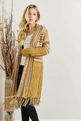 Fringe Hem Aztec Cardigan OutfitFlow