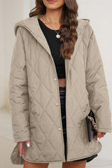 Outfit Flow - Snap Down Long Sleeve Quilted Winter Coat