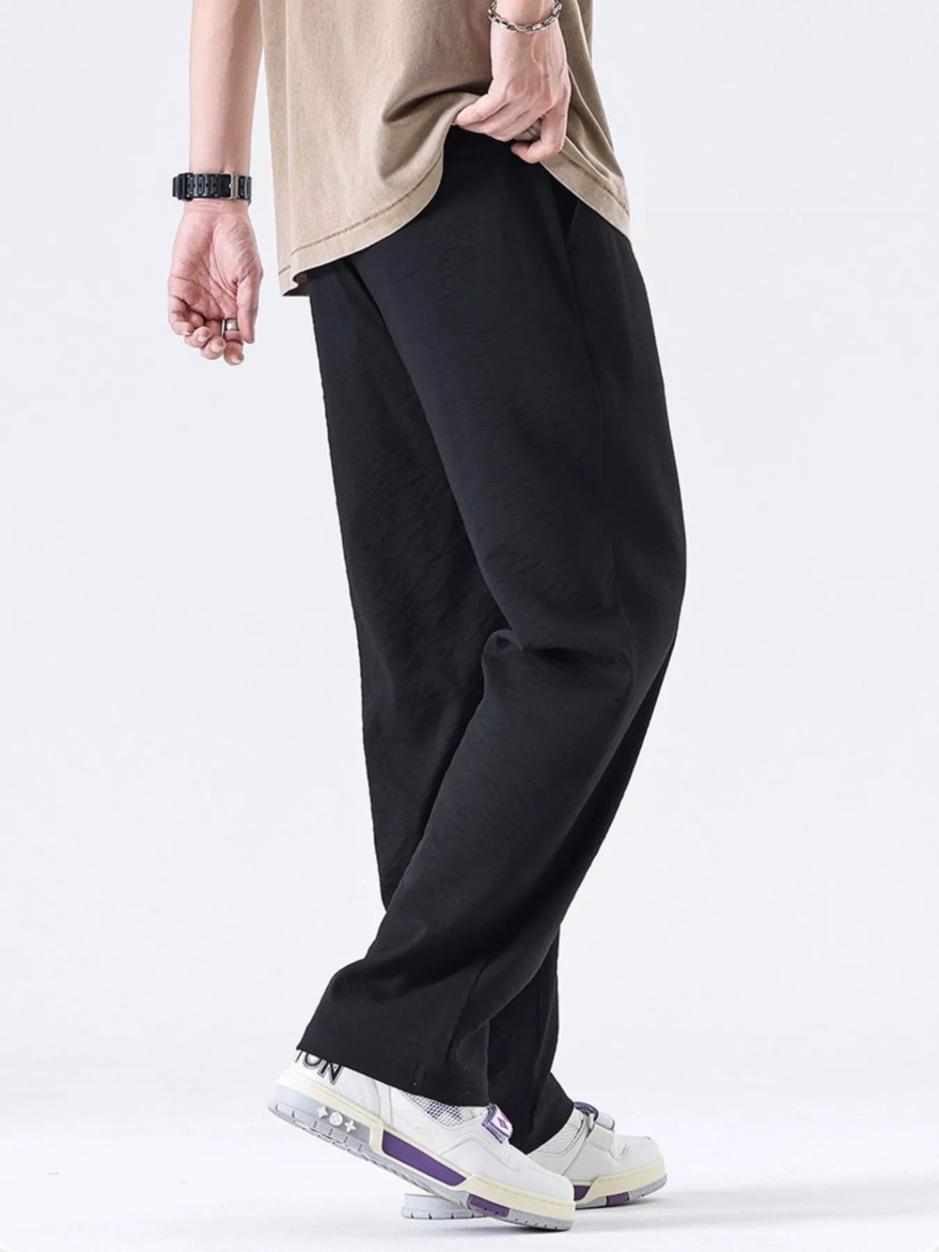 Men's Full Size Relaxed Fit Wide Leg Casual Pants Plus Size OutfitFlow
