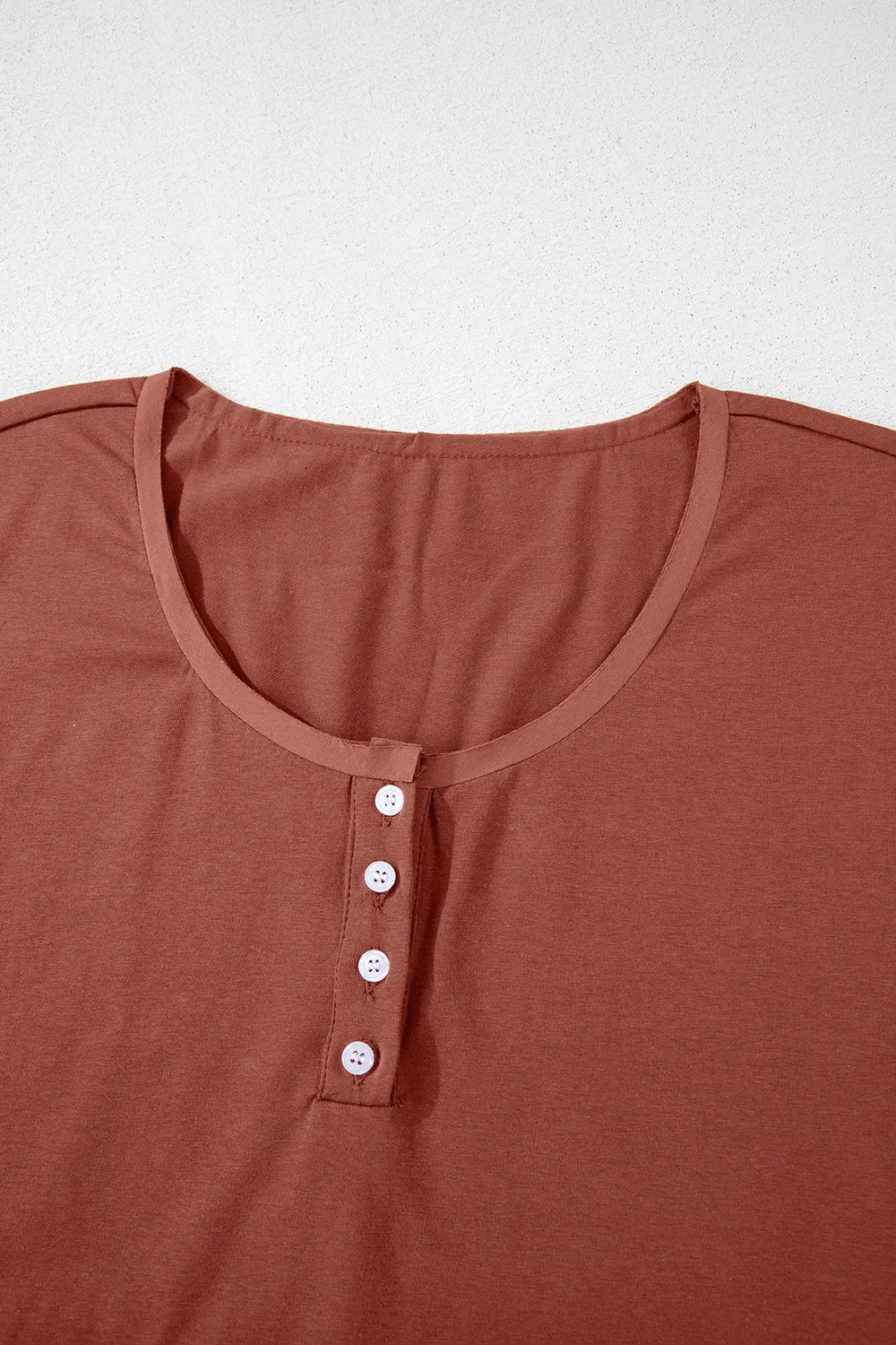 Short Sleeve U Neck Buttons Splicing Ruffle Blouse OutfitFlow