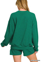 Zenana Slub Long Sleeve Top and Shorts Set OutfitFlow