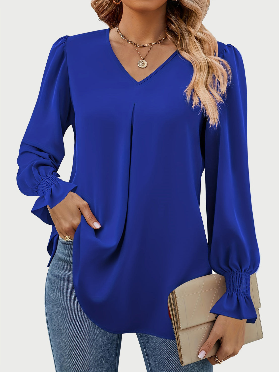 Outfit Flow - V-Neck Flounce Sleeve Top