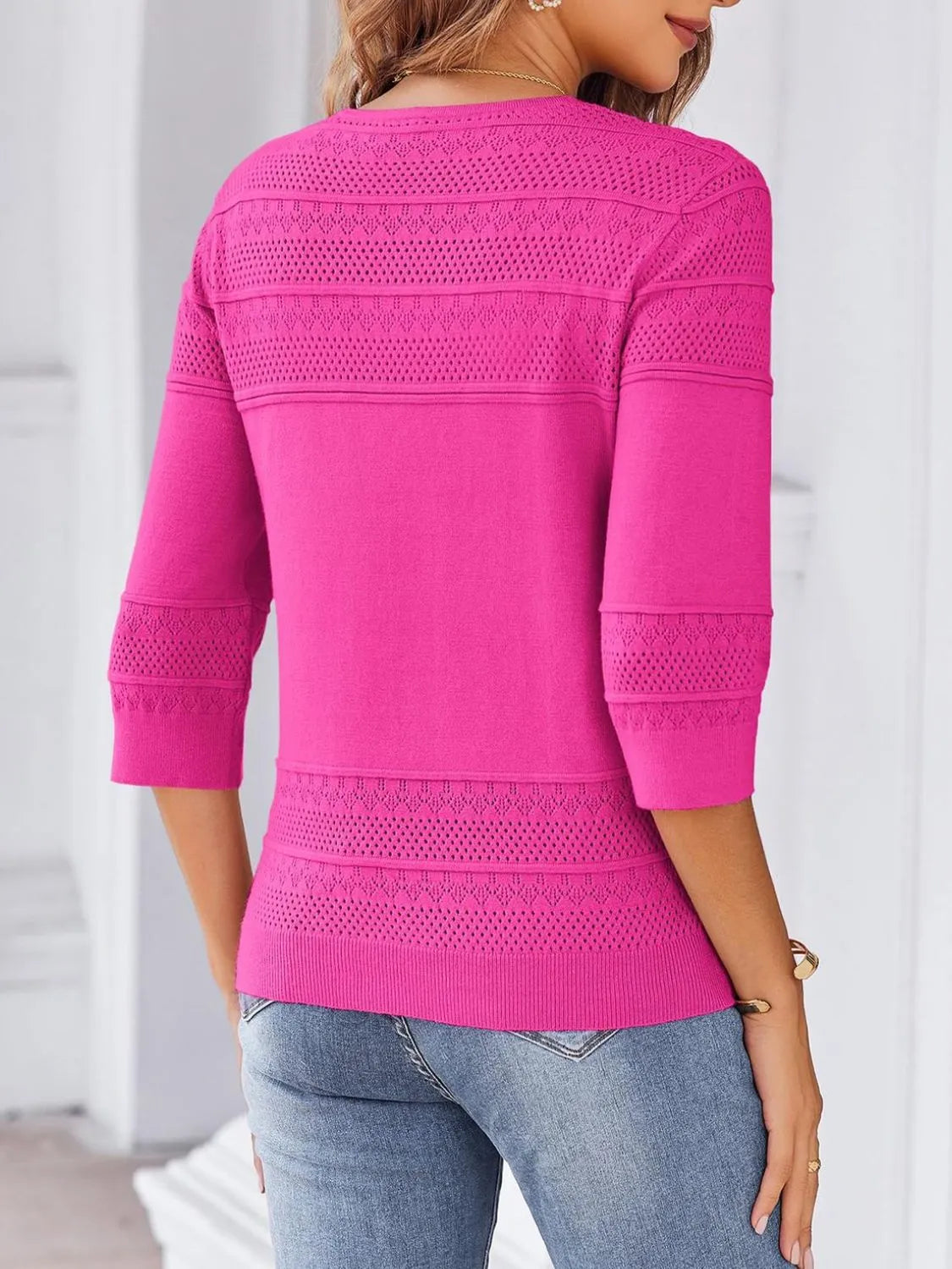 Button Up 3/4 Sleeve Cardigan OutfitFlow