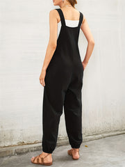 Heart Square Neck Wide Strap Overalls OutfitFlow